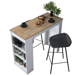 Hanah Home JA103 - 2345 Mesa de Cocina Escandinava Nogal y Blanco